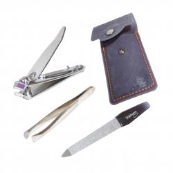 Set Knipser Feile Pinzette ideal f�r unterwegs Mappe Grau
