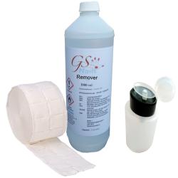 1 L GS-Nails Remover + 500 Zelletten + Dispenser Shellack und UV-Soak-Off-Gel