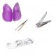Set Knipser Feile Pinzette ideal f�r unterwegs Box Lila Wasserdicht