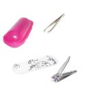 Set Knipser Feile Pinzette ideal fr unterwegs Box Pink Wasserdicht