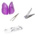 Set Knipser Feile Pinzette ideal f�r unterwegs Box Lila Wasserdicht